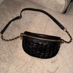 Coach Black Quilted leather chain belt bag